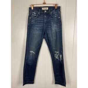 AMO Jeans Womens Babe Into the Blue High Rise Button Fly Cropped Jeans Size‎ 26